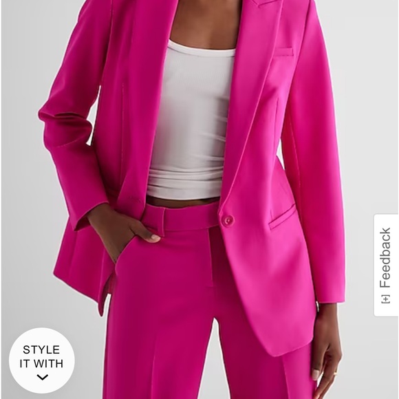Editor One Button Boyfriend Blazer and Editor Mid Rise Straight Ankle Pant - Picture 2 of 5